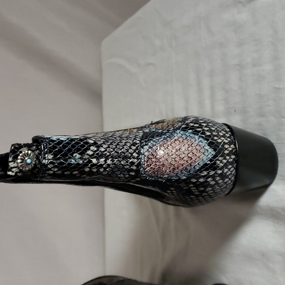 NEW PAIGE Willa Blue Snakeskin Boot - Picture 5 of 8